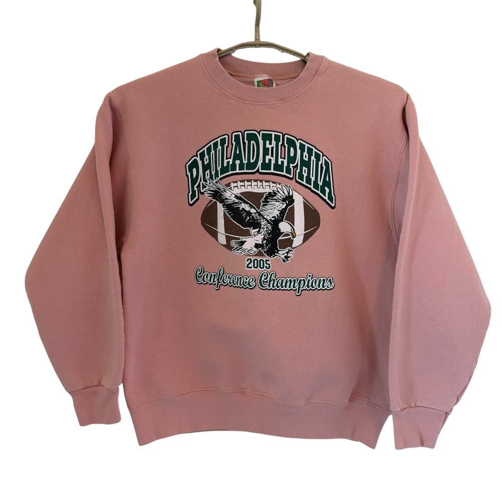 Philadelphia Eagles 2005 Champions Y2K Fruit Loom Pink Sweatshirt Large USA READ